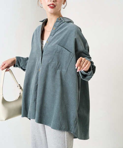FREAK'S STORE（フリークスストア）の「限定展開　コーデュロイ オーバー シャツ（シャツ/ブラウス・レディース・ナチュラル/ベージュ/ブラック/サックスブルー・ﾌﾘ-）」の17枚目の写真