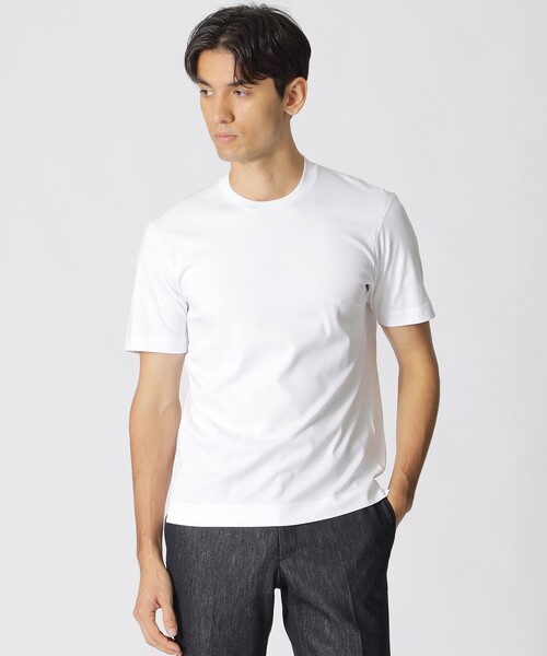 Paul Stuart（ポールスチュアート）の「【追加生産】「Dress Tee Shirts」コットンスムースショートスリーブドレスTシャツ/半袖カットソー（Tシャツ/カットソー・メンズ・ブラック/ホワイト・50/48/44/46/52）」の2枚目の写真