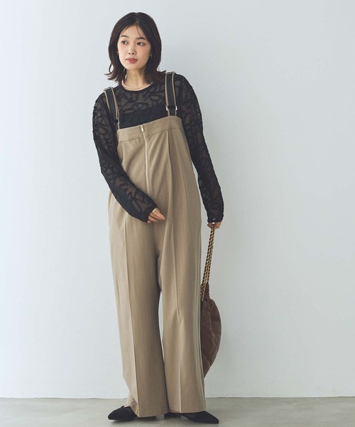 Gready Brilliant(グレディブリリアン)の「ピンストライプジップサロペ(ワンピース・レディース・グレー/ベージュ・FREE)」の8枚目の写真