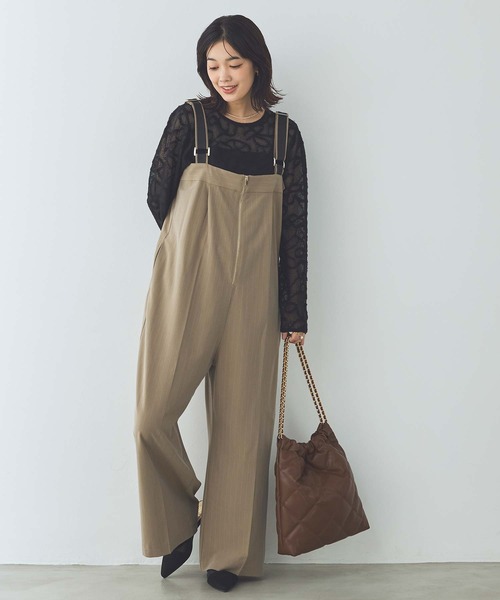 Gready Brilliant(グレディブリリアン)の「ピンストライプジップサロペ(ワンピース・レディース・グレー/ベージュ・FREE)」の11枚目の写真