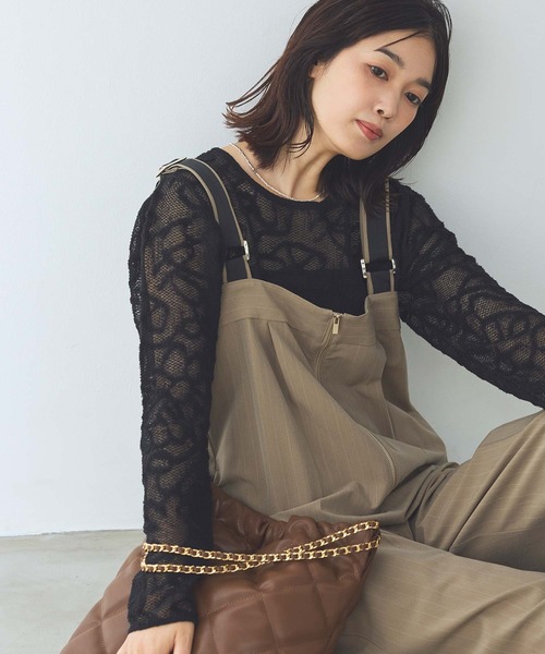 Gready Brilliant(グレディブリリアン)の「ピンストライプジップサロペ(ワンピース・レディース・グレー/ベージュ・FREE)」の15枚目の写真