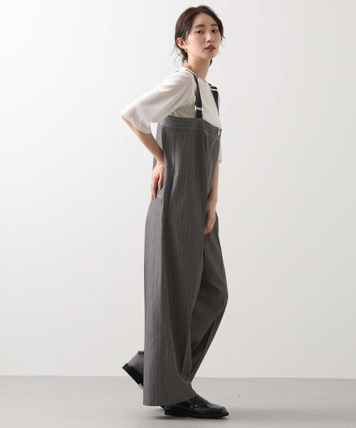 Gready Brilliant(グレディブリリアン)の「ピンストライプジップサロペ(ワンピース・レディース・グレー/ベージュ・FREE)」の6枚目の写真