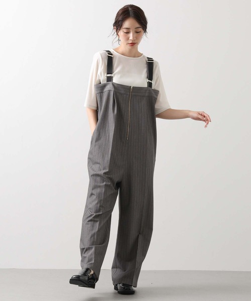 Gready Brilliant(グレディブリリアン)の「ピンストライプジップサロペ(ワンピース・レディース・グレー/ベージュ・FREE)」の7枚目の写真