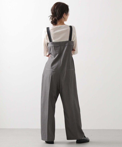 Gready Brilliant(グレディブリリアン)の「ピンストライプジップサロペ(ワンピース・レディース・グレー/ベージュ・FREE)」の5枚目の写真
