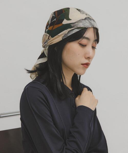 KBF（ケイビーエフ）の「フラワーデザインビッグスカーフ（バンダナ/スカーフ・レディース・オレンジ系その他/グリーン系その他・ONE）」の21枚目の写真