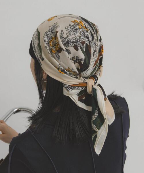 KBF（ケイビーエフ）の「フラワーデザインビッグスカーフ（バンダナ/スカーフ・レディース・オレンジ系その他/グリーン系その他・ONE）」の22枚目の写真