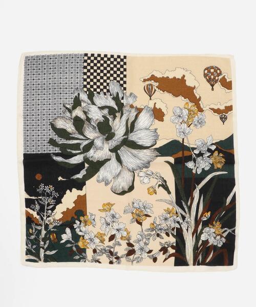 KBF（ケイビーエフ）の「フラワーデザインビッグスカーフ（バンダナ/スカーフ・レディース・オレンジ系その他/グリーン系その他・ONE）」の4枚目の写真