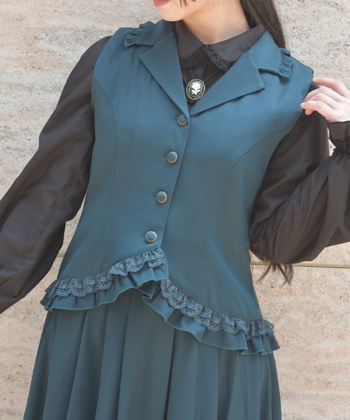 セール】レースフリルミディベスト（ベスト）｜axes femme（アクシーズ