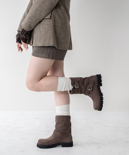 Bridget Birkin（ブリジットバーキン）の「【Bridget Birkin】オブリークトウエンジニアブーツ(553032)（ブーツ・レディース・ブラック/グレイッシュベージュ/ブラック系その他・24/22.5/23/23.5）」の14枚目の写真