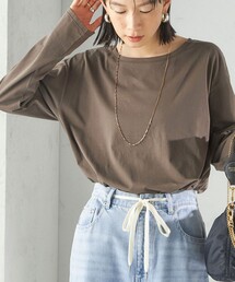 ワイド クルーネック コットン ロング スリーブ TEE