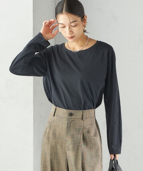 ワイド クルーネック コットン ロング スリーブ TEE（Tシャツ