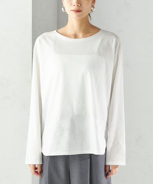 SHIPS（シップス）の「ワイド クルーネック コットン ロング スリーブ TEE（Tシャツ/カットソー・レディース・ホワイト/ブラック/ダークグレー・ONE SIZE）」の17枚目の写真
