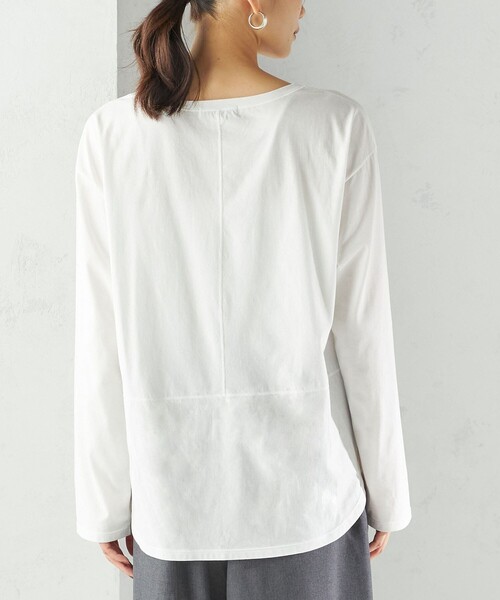 SHIPS（シップス）の「ワイド クルーネック コットン ロング スリーブ TEE（Tシャツ/カットソー・レディース・ホワイト/ブラック/ダークグレー・ONE SIZE）」の19枚目の写真