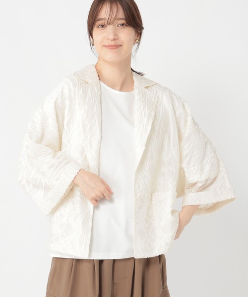 studio CLIP（スタディオクリップ）の「アソートドルマンハーフスリーブジャケット（テーラードジャケット・レディース・オフホワイト/カーキ/チャコール・FREE）」の4枚目の写真