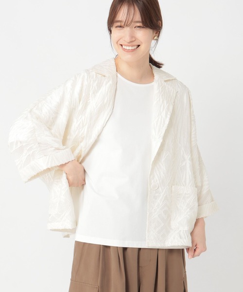 studio CLIP（スタディオクリップ）の「アソートドルマンハーフスリーブジャケット（テーラードジャケット・レディース・オフホワイト/カーキ/チャコール・FREE）」の5枚目の写真