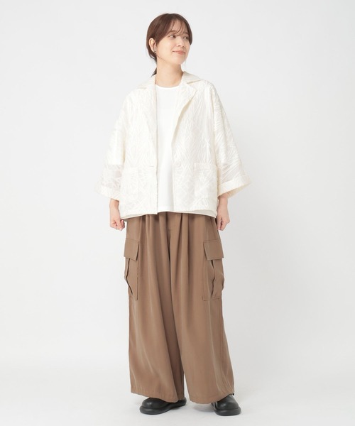 studio CLIP（スタディオクリップ）の「アソートドルマンハーフスリーブジャケット（テーラードジャケット・レディース・オフホワイト/カーキ/チャコール・FREE）」の7枚目の写真