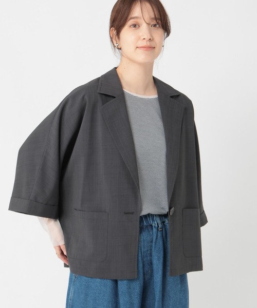 studio CLIP（スタディオクリップ）の「アソートドルマンハーフスリーブジャケット（テーラードジャケット・レディース・オフホワイト/カーキ/チャコール・FREE）」の11枚目の写真