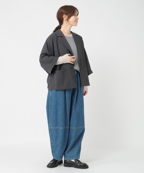 studio CLIP（スタディオクリップ）の「アソートドルマンハーフスリーブジャケット（テーラードジャケット・レディース・オフホワイト/カーキ/チャコール・FREE）」の15枚目の写真