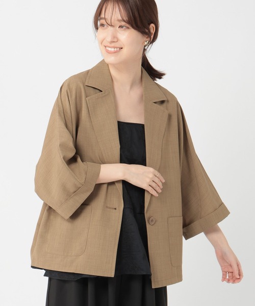 studio CLIP（スタディオクリップ）の「アソートドルマンハーフスリーブジャケット（テーラードジャケット・レディース・オフホワイト/カーキ/チャコール・FREE）」の16枚目の写真