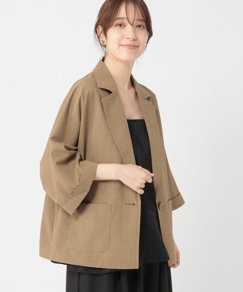 studio CLIP（スタディオクリップ）の「アソートドルマンハーフスリーブジャケット（テーラードジャケット・レディース・オフホワイト/カーキ/チャコール・FREE）」の17枚目の写真