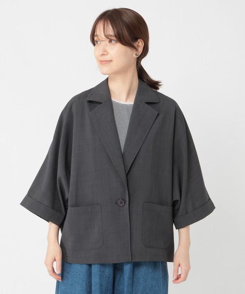 studio CLIP（スタディオクリップ）の「アソートドルマンハーフスリーブジャケット（テーラードジャケット・レディース・オフホワイト/カーキ/チャコール・FREE）」の21枚目の写真