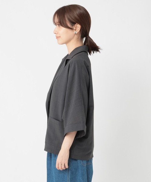 studio CLIP（スタディオクリップ）の「アソートドルマンハーフスリーブジャケット（テーラードジャケット・レディース・オフホワイト/カーキ/チャコール・FREE）」の22枚目の写真