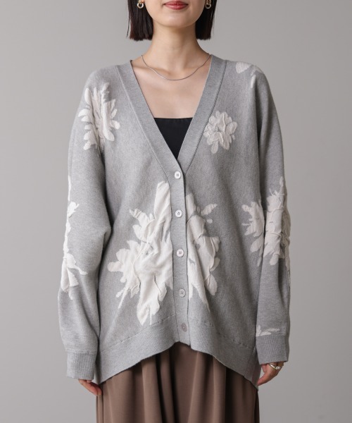 セール】フラワージャガードドルマンニットカーディガン（カーディガン