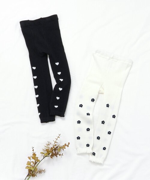 apres les cours(アプレレクール)の「【ジュニア対応】ハート・花柄レギンス(レギンス/スパッツ・キッズ・ブラック/アイボリー・90/140/120/110/100)」の5枚目の写真