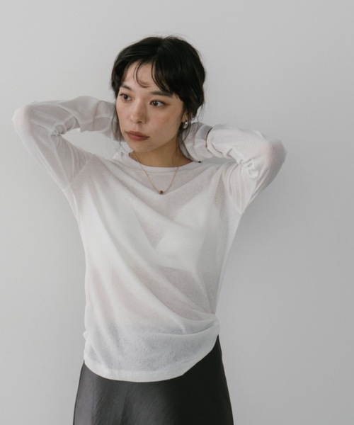 DRWCYS(ドロシーズ)の「シアークルーネックトップス(Tシャツ/カットソー・レディース・ホワイト/ピンク/ブラック・FREE)」の7枚目の写真
