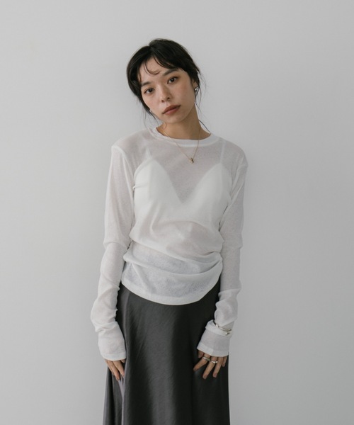 DRWCYS(ドロシーズ)の「シアークルーネックトップス(Tシャツ/カットソー・レディース・ホワイト/ピンク/ブラック・FREE)」の6枚目の写真