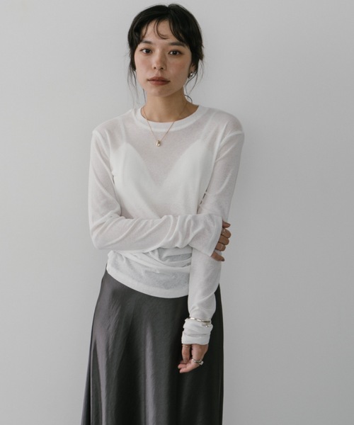 DRWCYS(ドロシーズ)の「シアークルーネックトップス(Tシャツ/カットソー・レディース・ホワイト/ピンク/ブラック・FREE)」の5枚目の写真
