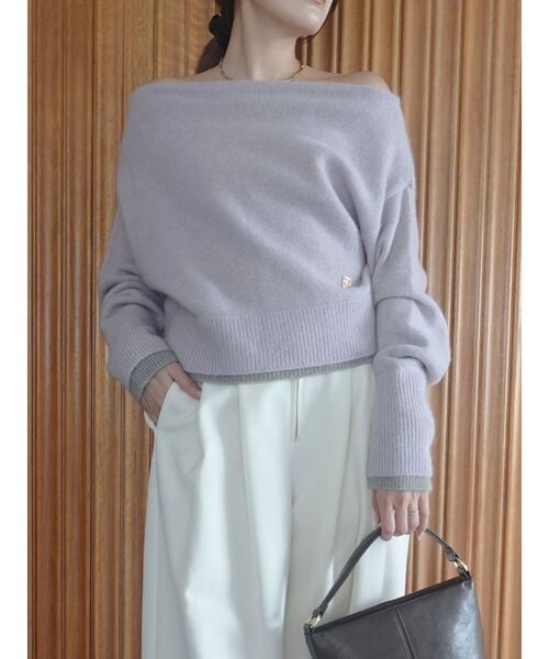 LAGUNAMOON（ラグナムーン）の「フォックスブレンドオフショルニットプルオーバー（ニット/セーター・レディース・ラベンダー/ブラウン/ライトブルー・FREE）」の3枚目の写真