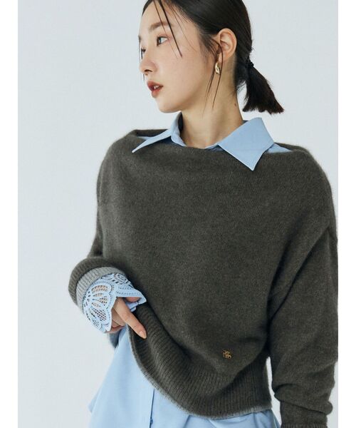 LAGUNAMOON（ラグナムーン）の「フォックスブレンドオフショルニットプルオーバー（ニット/セーター・レディース・ラベンダー/ブラウン/ライトブルー・FREE）」の2枚目の写真