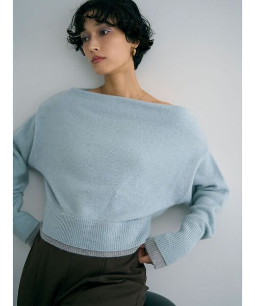 LAGUNAMOON（ラグナムーン）の「フォックスブレンドオフショルニットプルオーバー（ニット/セーター・レディース・ラベンダー/ブラウン/ライトブルー・FREE）」の4枚目の写真