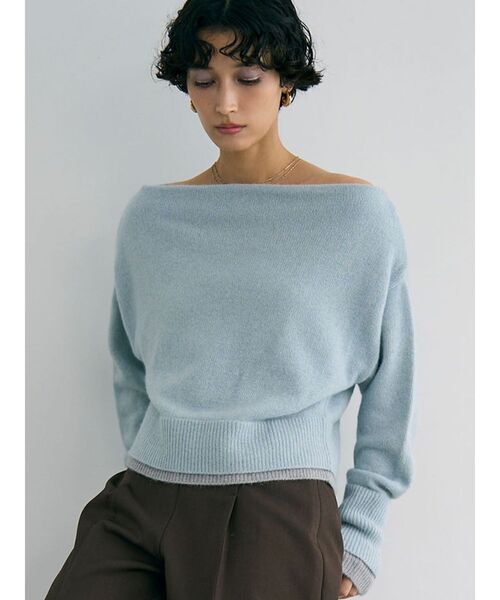 LAGUNAMOON（ラグナムーン）の「フォックスブレンドオフショルニットプルオーバー（ニット/セーター・レディース・ラベンダー/ブラウン/ライトブルー・FREE）」の5枚目の写真