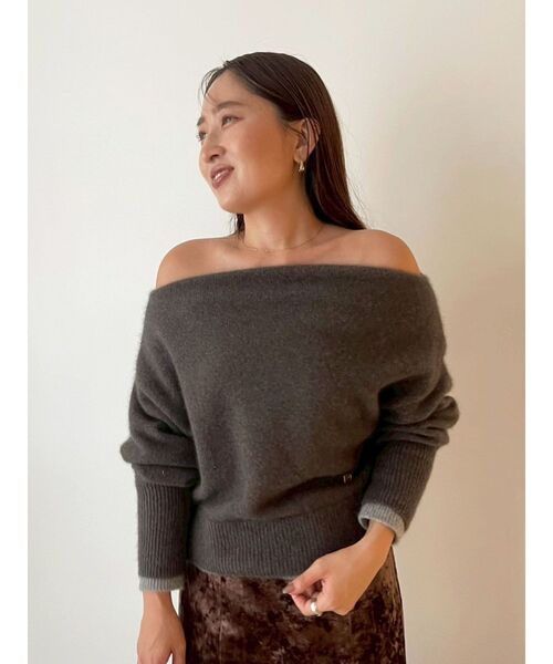 LAGUNAMOON（ラグナムーン）の「フォックスブレンドオフショルニットプルオーバー（ニット/セーター・レディース・ラベンダー/ブラウン/ライトブルー・FREE）」の19枚目の写真