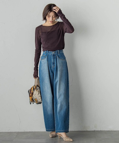 Droite lautreamont（ドロワットロートレアモン）の「コットンサラチュールカットソー≪手洗い可能≫（Tシャツ/カットソー・レディース・ブラウン/ブラック/オフホワイト・M）」の18枚目の写真