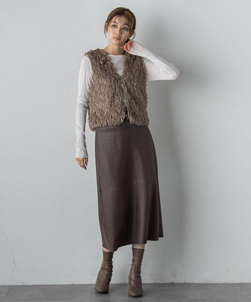 Droite lautreamont（ドロワットロートレアモン）の「コットンサラチュールカットソー≪手洗い可能≫（Tシャツ/カットソー・レディース・ブラウン/ブラック/オフホワイト・M）」の7枚目の写真