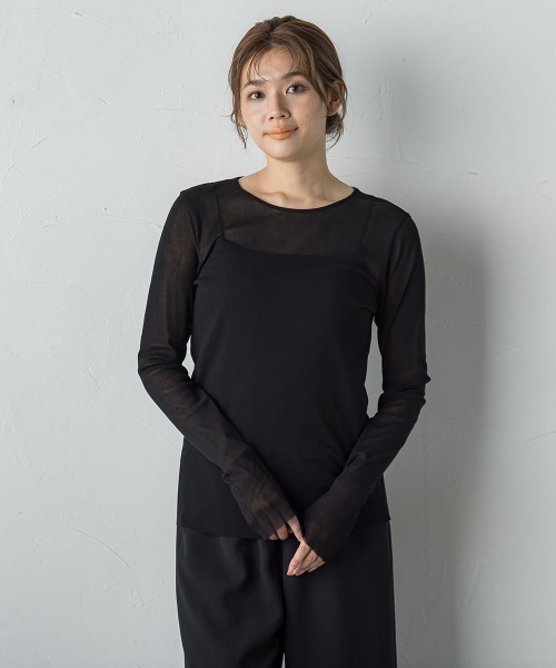 Droite lautreamont（ドロワットロートレアモン）の「コットンサラチュールカットソー≪手洗い可能≫（Tシャツ/カットソー・レディース・ブラウン/ブラック/オフホワイト・M）」の8枚目の写真