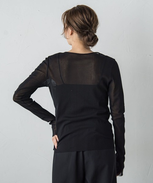 Droite lautreamont（ドロワットロートレアモン）の「コットンサラチュールカットソー≪手洗い可能≫（Tシャツ/カットソー・レディース・ブラウン/ブラック/オフホワイト・M）」の10枚目の写真