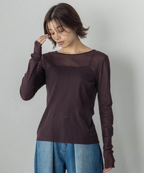 Droite lautreamont（ドロワットロートレアモン）の「コットンサラチュールカットソー≪手洗い可能≫（Tシャツ/カットソー・レディース・ブラウン/ブラック/オフホワイト・M）」の14枚目の写真