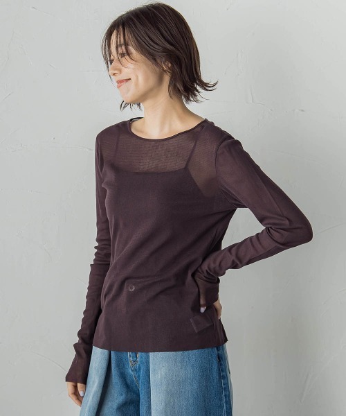 Droite lautreamont（ドロワットロートレアモン）の「コットンサラチュールカットソー≪手洗い可能≫（Tシャツ/カットソー・レディース・ブラウン/ブラック/オフホワイト・M）」の15枚目の写真