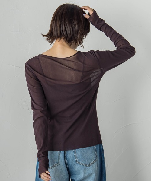 Droite lautreamont（ドロワットロートレアモン）の「コットンサラチュールカットソー≪手洗い可能≫（Tシャツ/カットソー・レディース・ブラウン/ブラック/オフホワイト・M）」の17枚目の写真