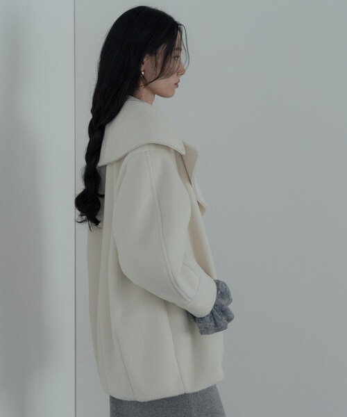 セール】ビッグカラーダブルフェイスコート（チェスターコート