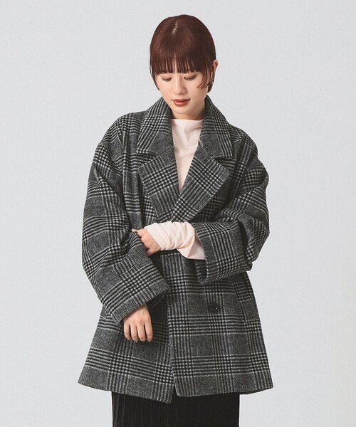 チェック ビーバー ダブル ハーフコート（その他アウター）｜Ray
