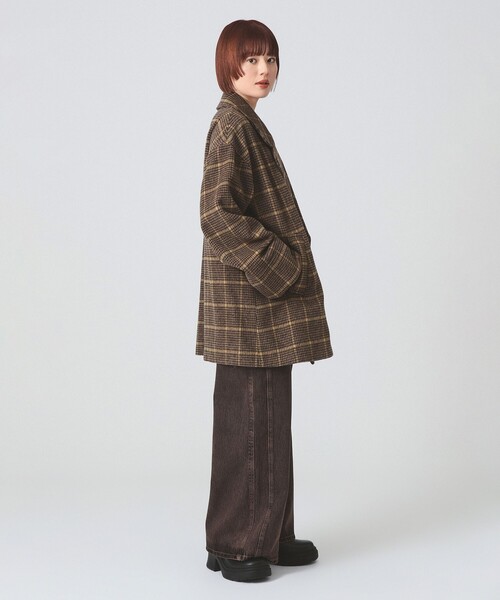 バーバリーロンドン ノバチェック コットン ダブル ハーフコート ピーコート セール】チェック ビーバー ダブル ハーフコート（その他アウター