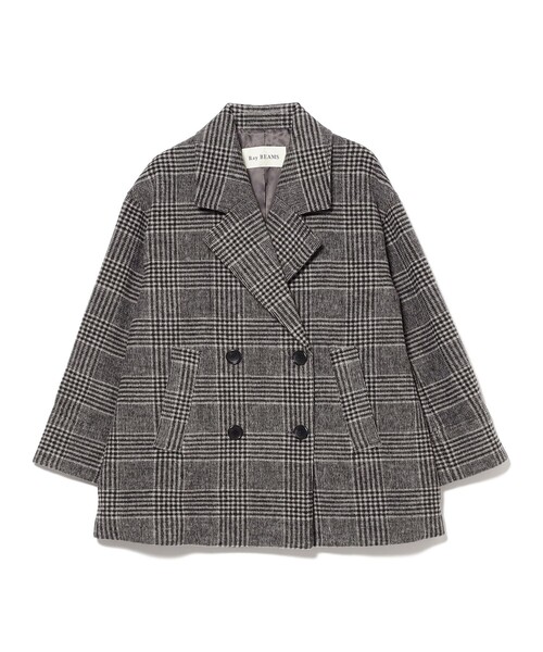 Ray BEAMS（レイビームス）の「チェック ビーバー ダブル ハーフコート（ステンカラーコート・レディース・グレー/ダークブラウン・0/1）」の18枚目の写真
