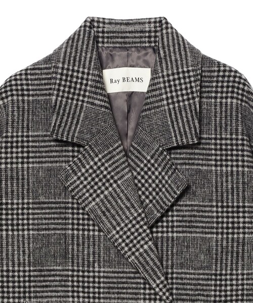 Ray BEAMS（レイビームス）の「チェック ビーバー ダブル ハーフコート（ステンカラーコート・レディース・グレー/ダークブラウン・0/1）」の19枚目の写真