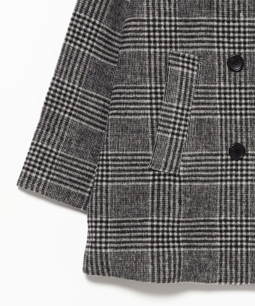 Ray BEAMS（レイビームス）の「チェック ビーバー ダブル ハーフコート（ステンカラーコート・レディース・グレー/ダークブラウン・0/1）」の20枚目の写真