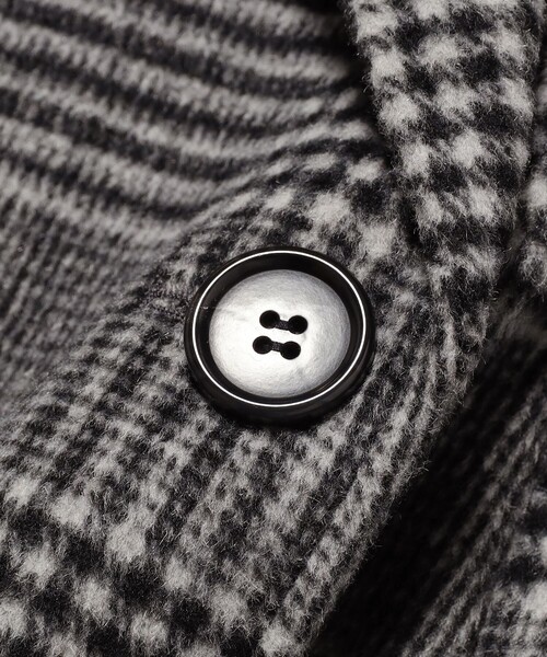 Ray BEAMS（レイビームス）の「チェック ビーバー ダブル ハーフコート（ステンカラーコート・レディース・グレー/ダークブラウン・0/1）」の3枚目の写真